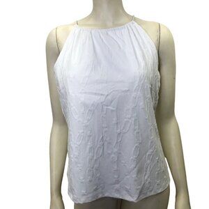 J McLAUGHLIN  WHITE HALTER Built-In Shelf Bra‎ TOP LG